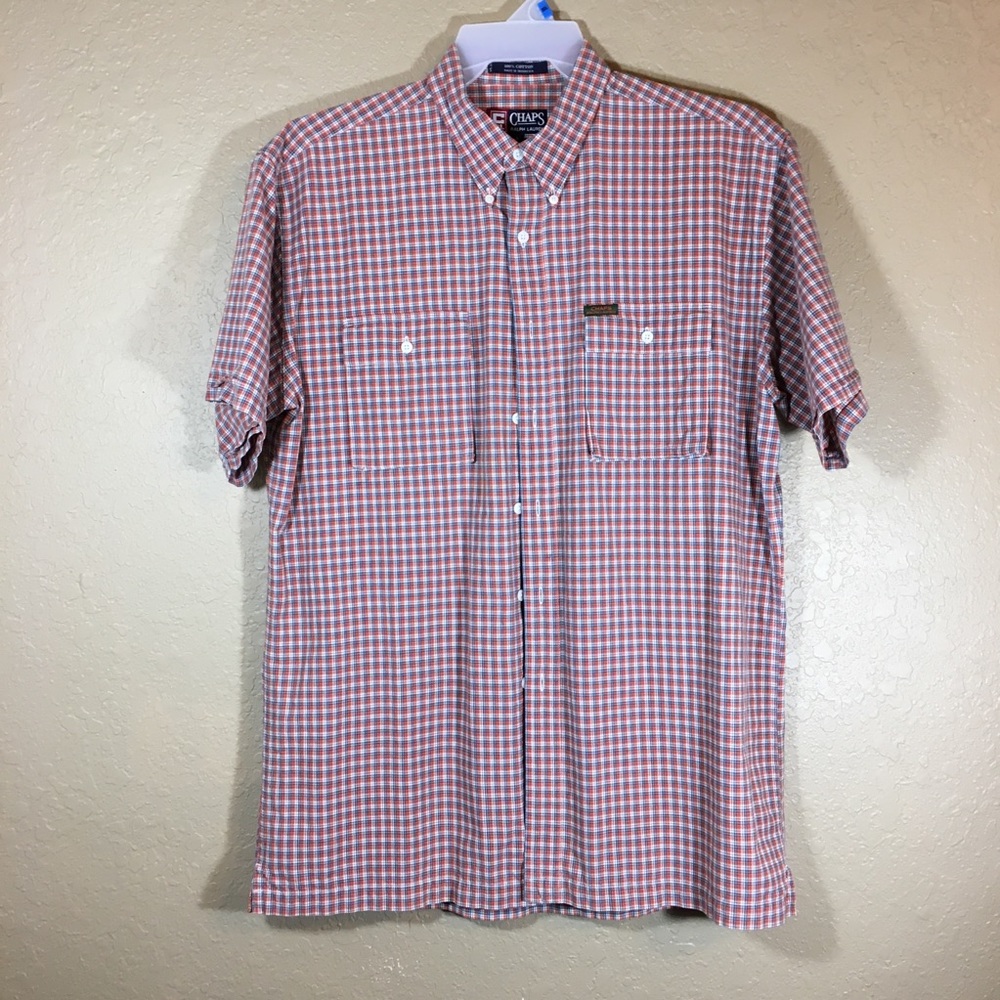 Chaps Ralph Lauren orange plaid button down size large
